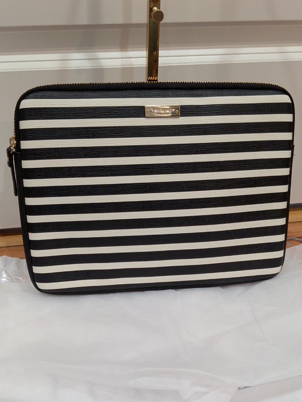 kate spade Black and White Striped Laptop Sleeve 12 In